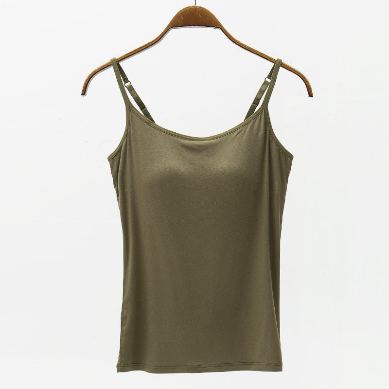 Seamless Camisole with Built-in Bra and Chest Pad