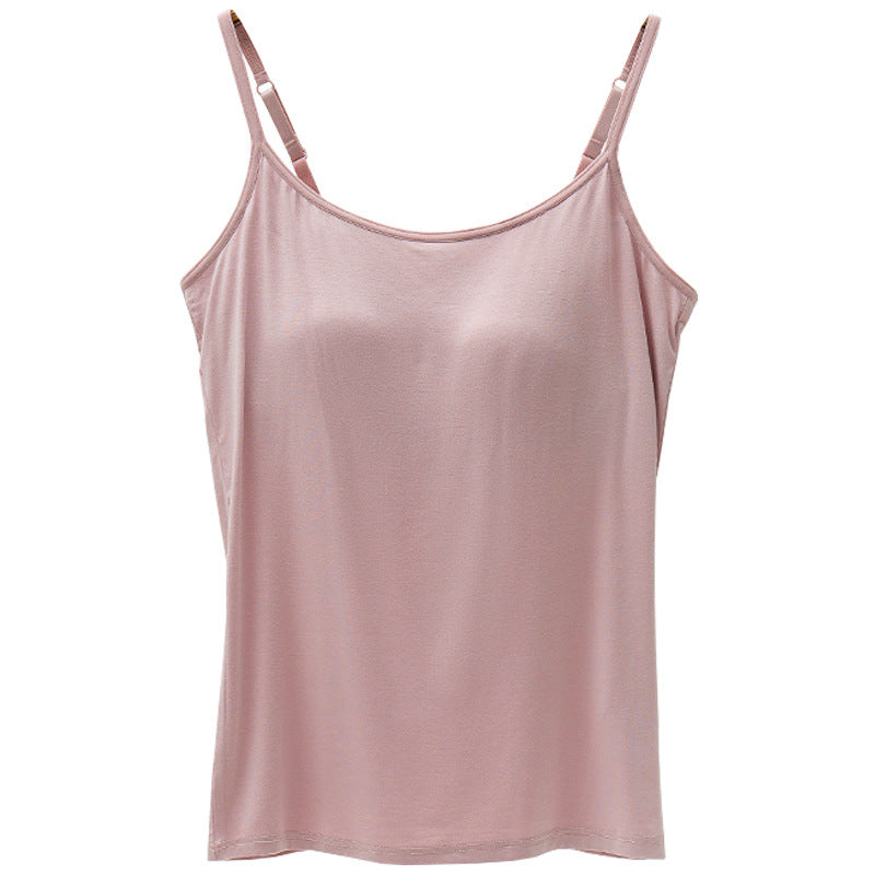 Seamless Camisole with Built-in Bra and Chest Pad