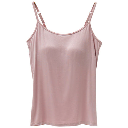 Seamless Camisole with Built-in Bra and Chest Pad