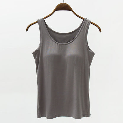 Seamless Camisole with Built-in Bra and Chest Pad