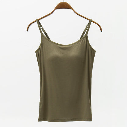 Seamless Camisole with Built-in Bra and Chest Pad