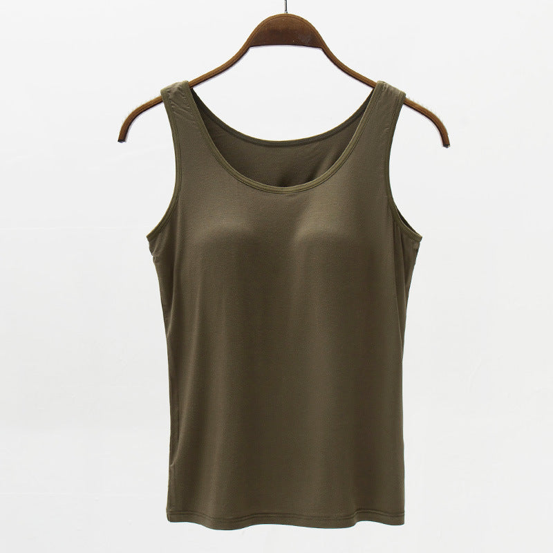 Seamless Camisole with Built-in Bra and Chest Pad