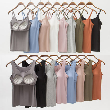 Seamless Camisole with Built-in Bra and Chest Pad