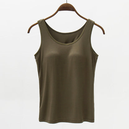 Seamless Camisole with Built-in Bra and Chest Pad