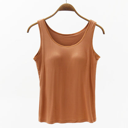 Seamless Camisole with Built-in Bra and Chest Pad