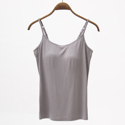 Seamless Camisole with Built-in Bra and Chest Pad
