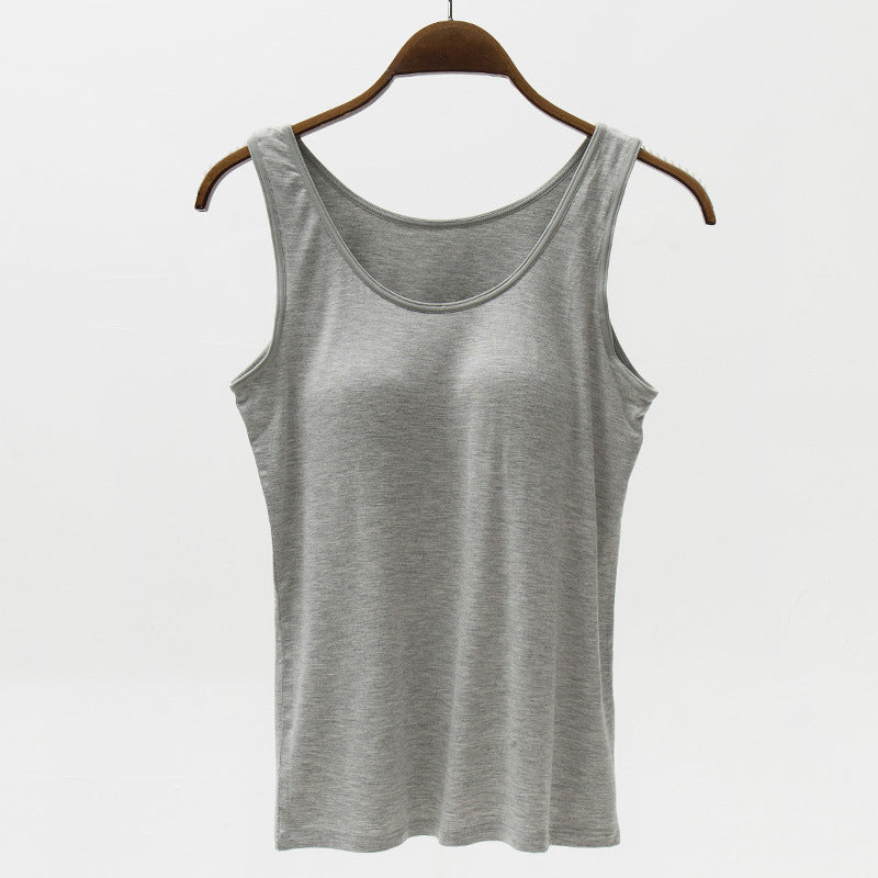 Seamless Camisole with Built-in Bra and Chest Pad
