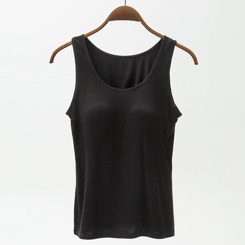 Seamless Camisole with Built-in Bra and Chest Pad