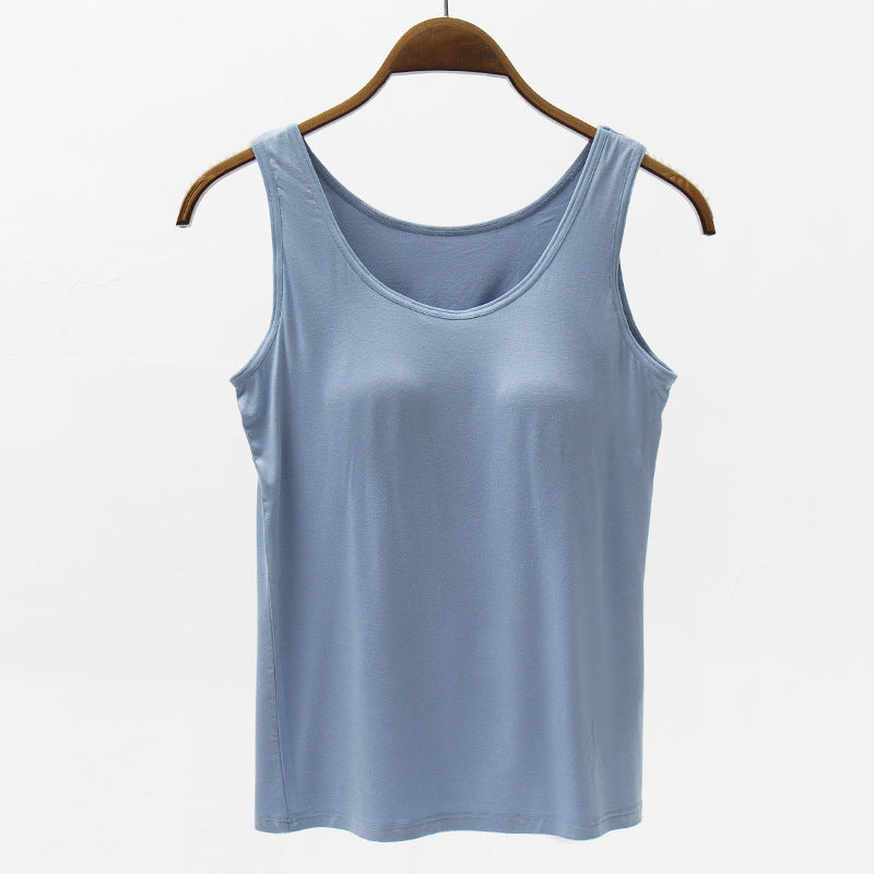 Seamless Camisole with Built-in Bra and Chest Pad