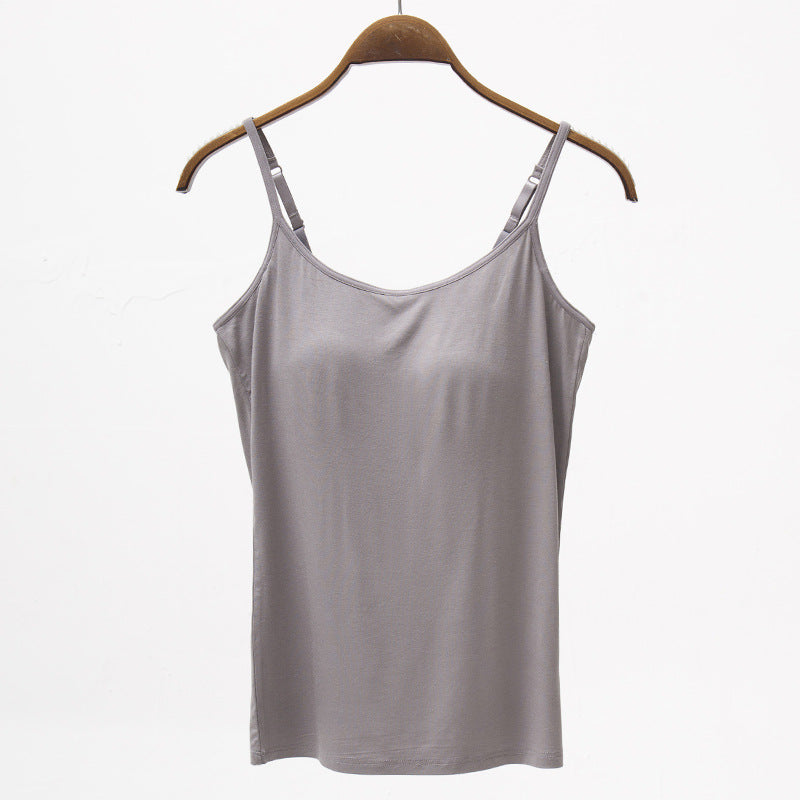 Seamless Camisole with Built-in Bra and Chest Pad