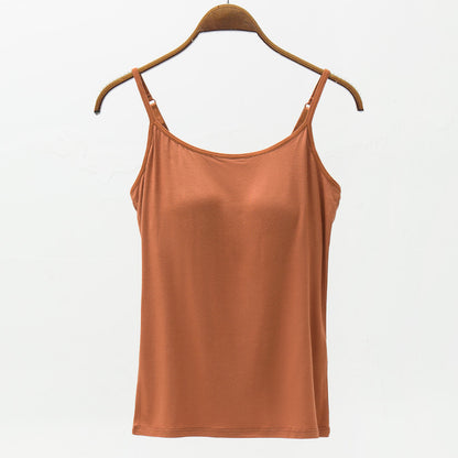 Seamless Camisole with Built-in Bra and Chest Pad