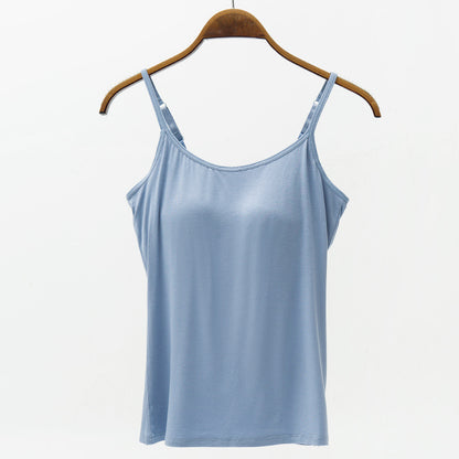 Seamless Camisole with Built-in Bra and Chest Pad