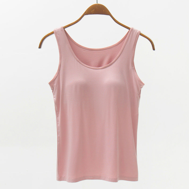 Seamless Camisole with Built-in Bra and Chest Pad