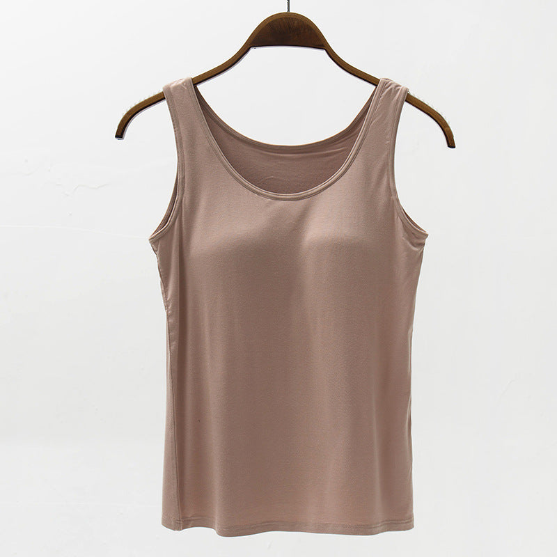 Seamless Camisole with Built-in Bra and Chest Pad