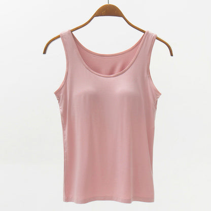 Seamless Camisole with Built-in Bra and Chest Pad