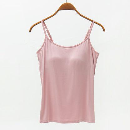 Seamless Camisole with Built-in Bra and Chest Pad