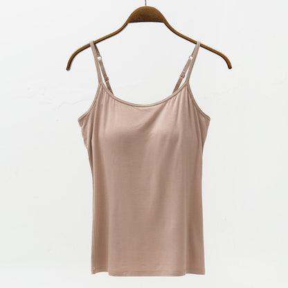 Seamless Camisole with Built-in Bra and Chest Pad