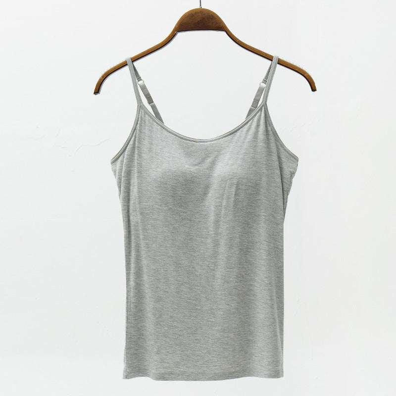 Seamless Camisole with Built-in Bra and Chest Pad